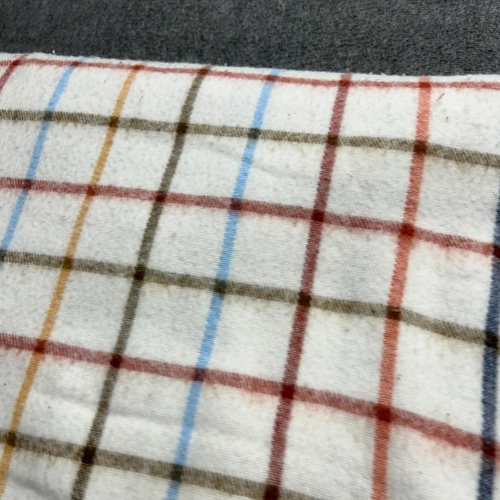 Vintage Plaid Acrylic Satin Trim Blanket Plaid MCM Retro Stevens‎ Utica 80x90